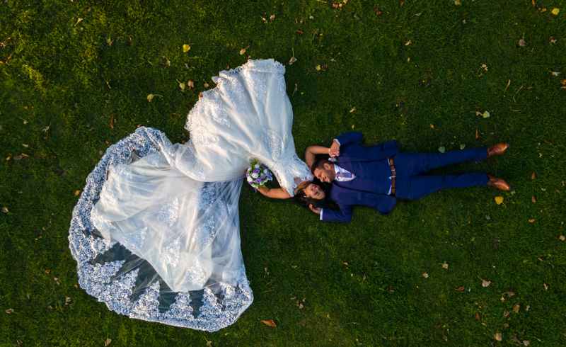 Wedding photographer catches happy couple